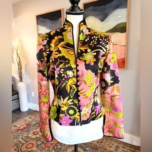 JS Collections Black and Pink Floral Blazer